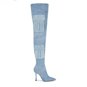 New Steve Madden denim thigh-high boots size 8